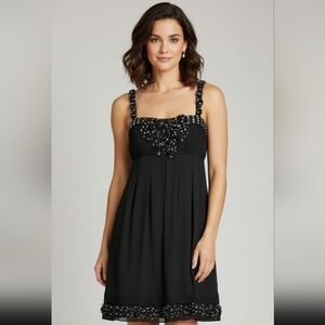 Sue Wong Black and White Midi Dress